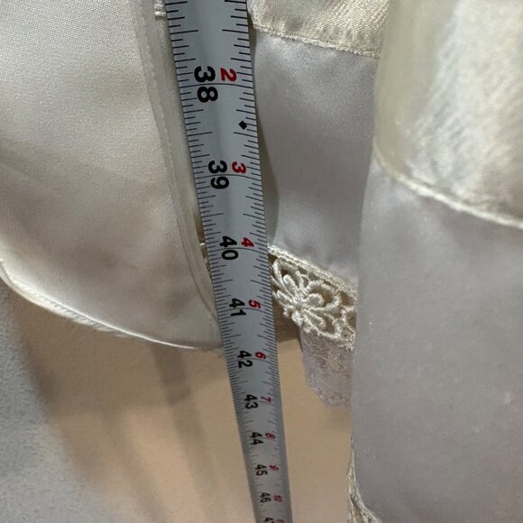 VTG Jessica Mcclintock Girls Ivory Satin & Lace Dress Size 14 Embroidered lined - Picture 9 of 10